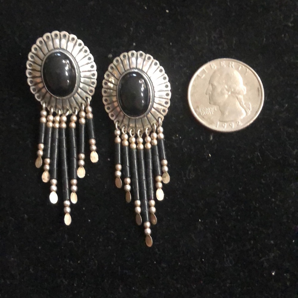 Native American earrings - onyx and sterling silver. 😊 final reduction